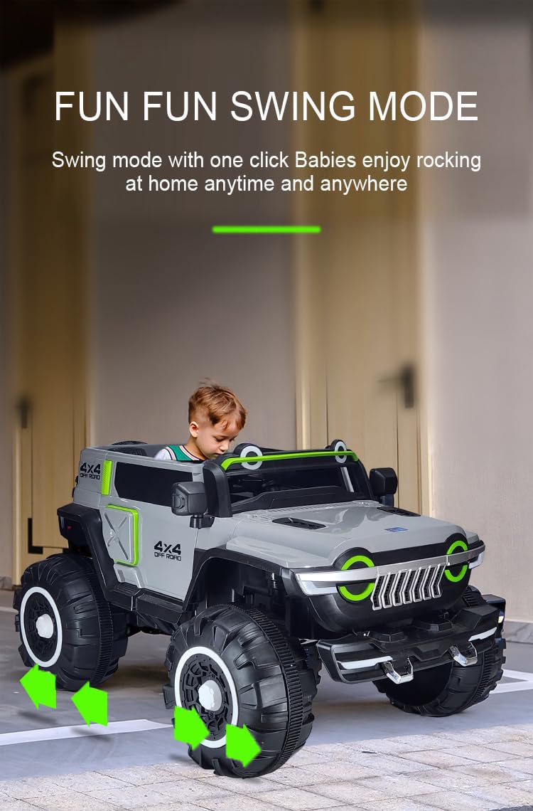 Maababy wn-502 Battery Operated Electric 4x4 Jeep for Kids 1-10 Years | Remote Control | Bluetooth | USB | Swing |