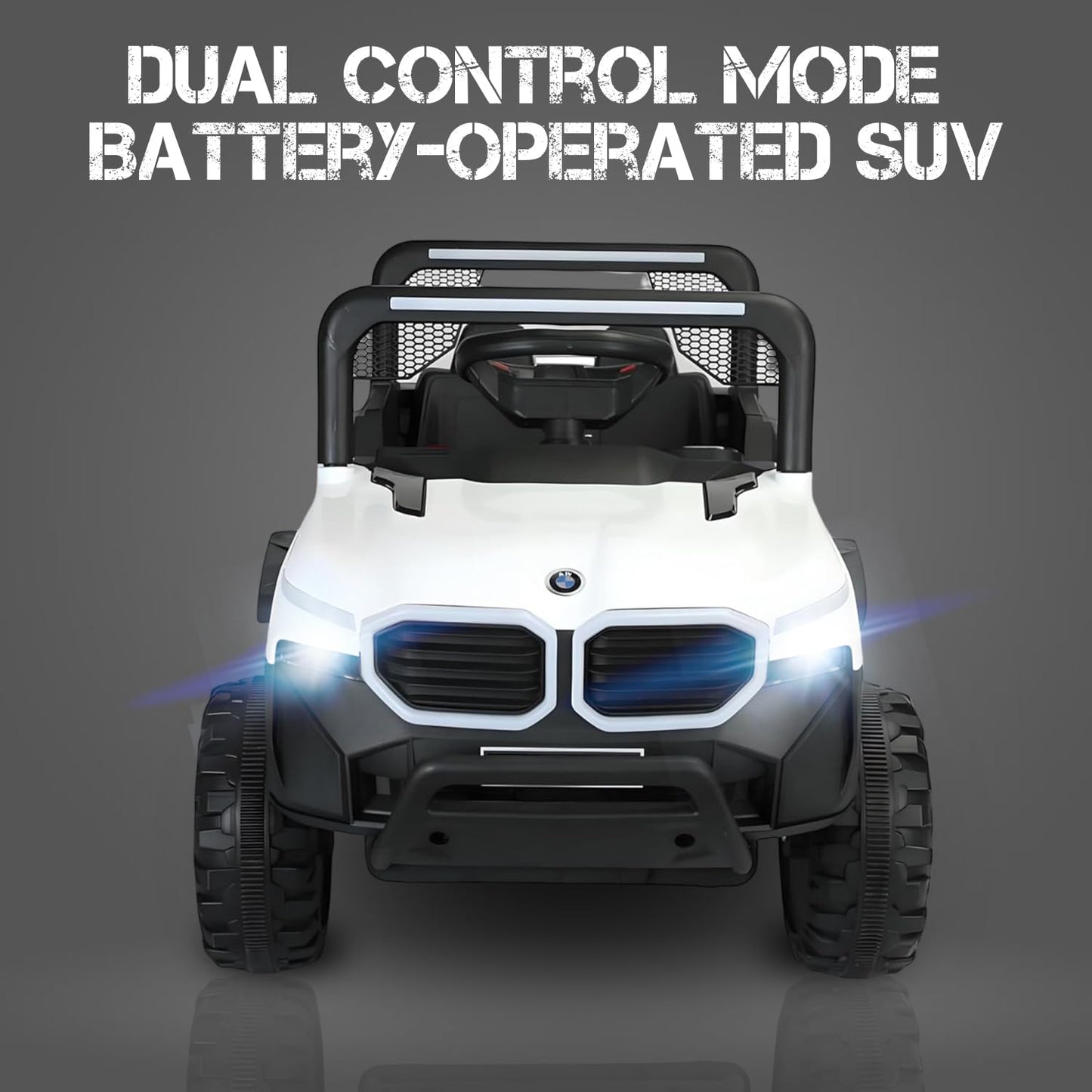 Maababy Battery-Operated Ride-on Jeep for Kids - Dual Control Mode, Swing Function, LED Lights, Music