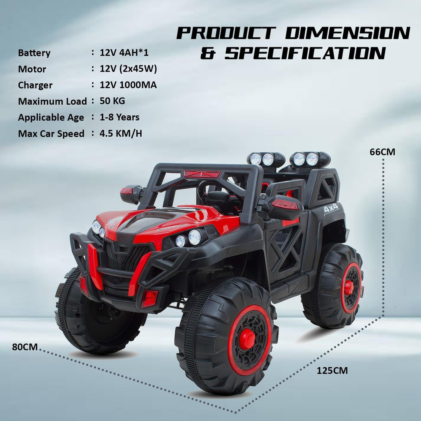 Kids Battery Operated 4x4 Big Size2188 Jeep 12V Battery Jeep Battery Operated Ride On - Red