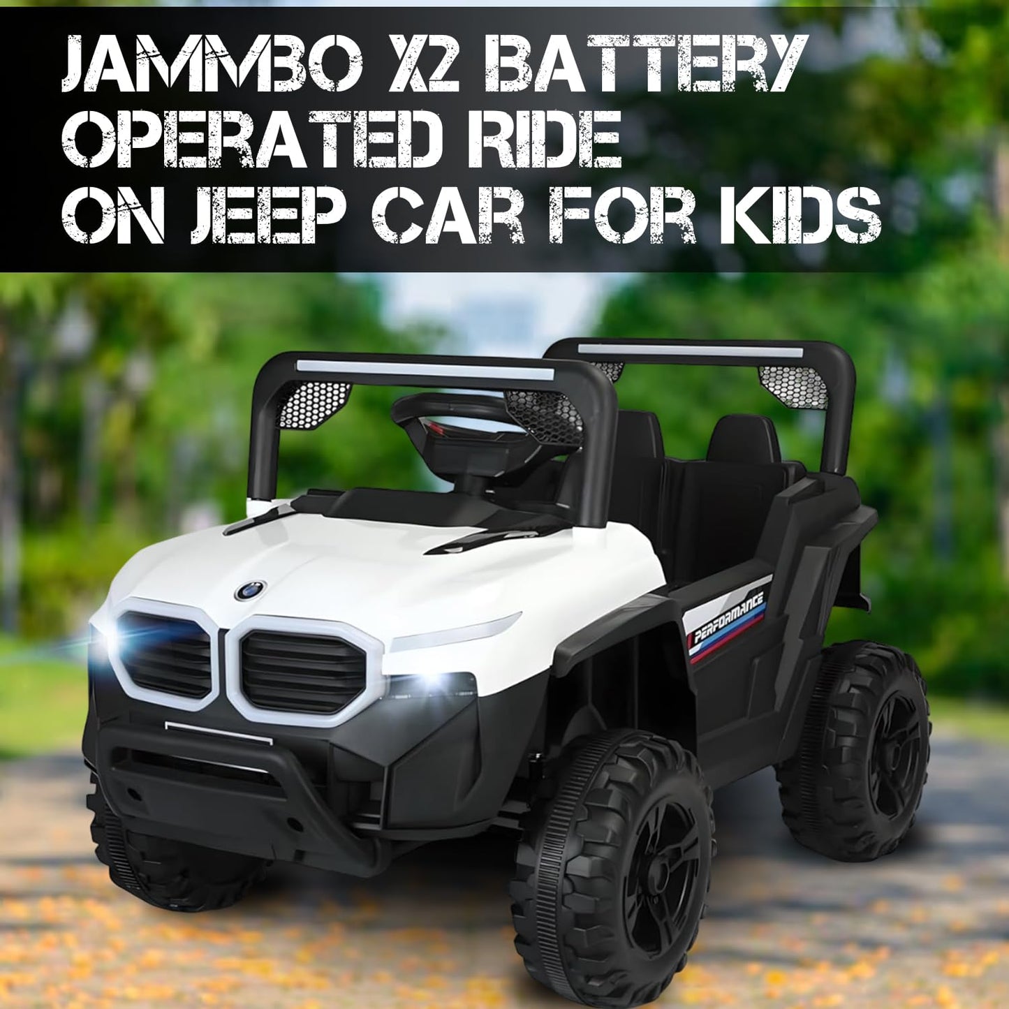 Maababy Battery-Operated Ride-on Jeep for Kids - Dual Control Mode, Swing Function, LED Lights, Music