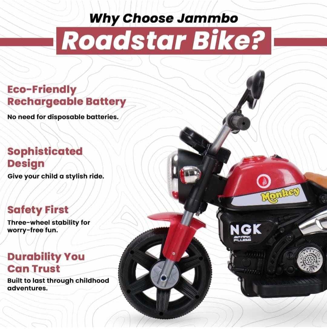 Maababy monkey ' Battery-Operated Bike - Lights, Music,Ages 1-5 Years blue