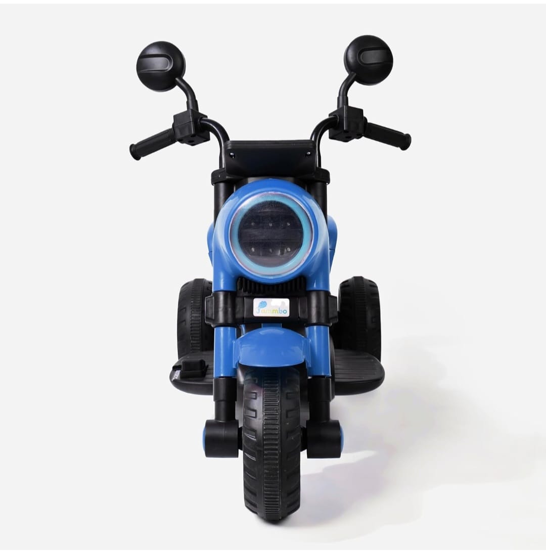 Maababy Super Harley Kids' Battery-Operated Bike - Forward/Backward Control, Variable Speed Pedal, LED Lights, Music, USB/Aux Port - BIS Certified, Comfort Seat, Playtime - Ages 1-5 Years (BLUE)