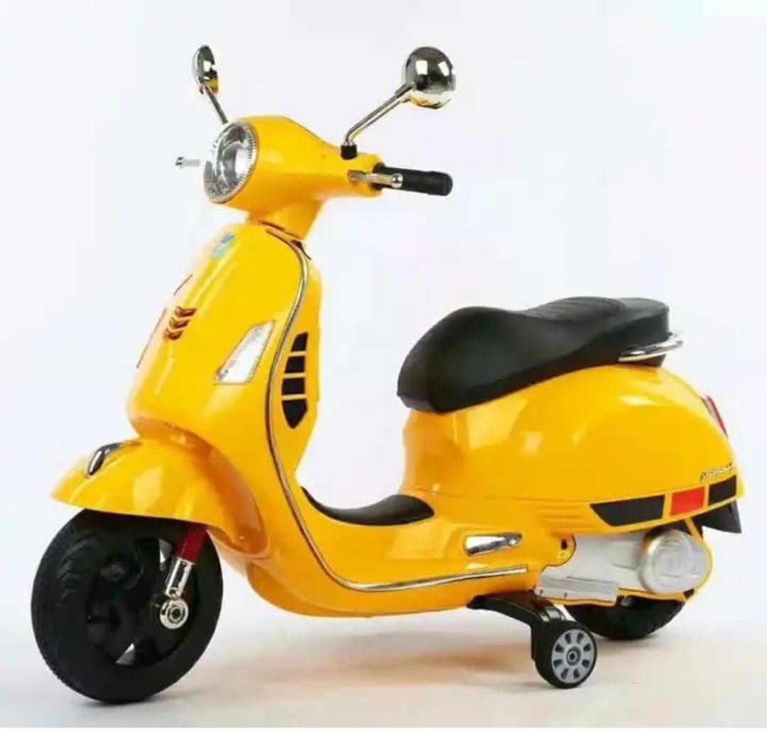 Maababy Vespa 12v Battery Opreted scooter, 1 to 8 Years Kids Scooty, yello