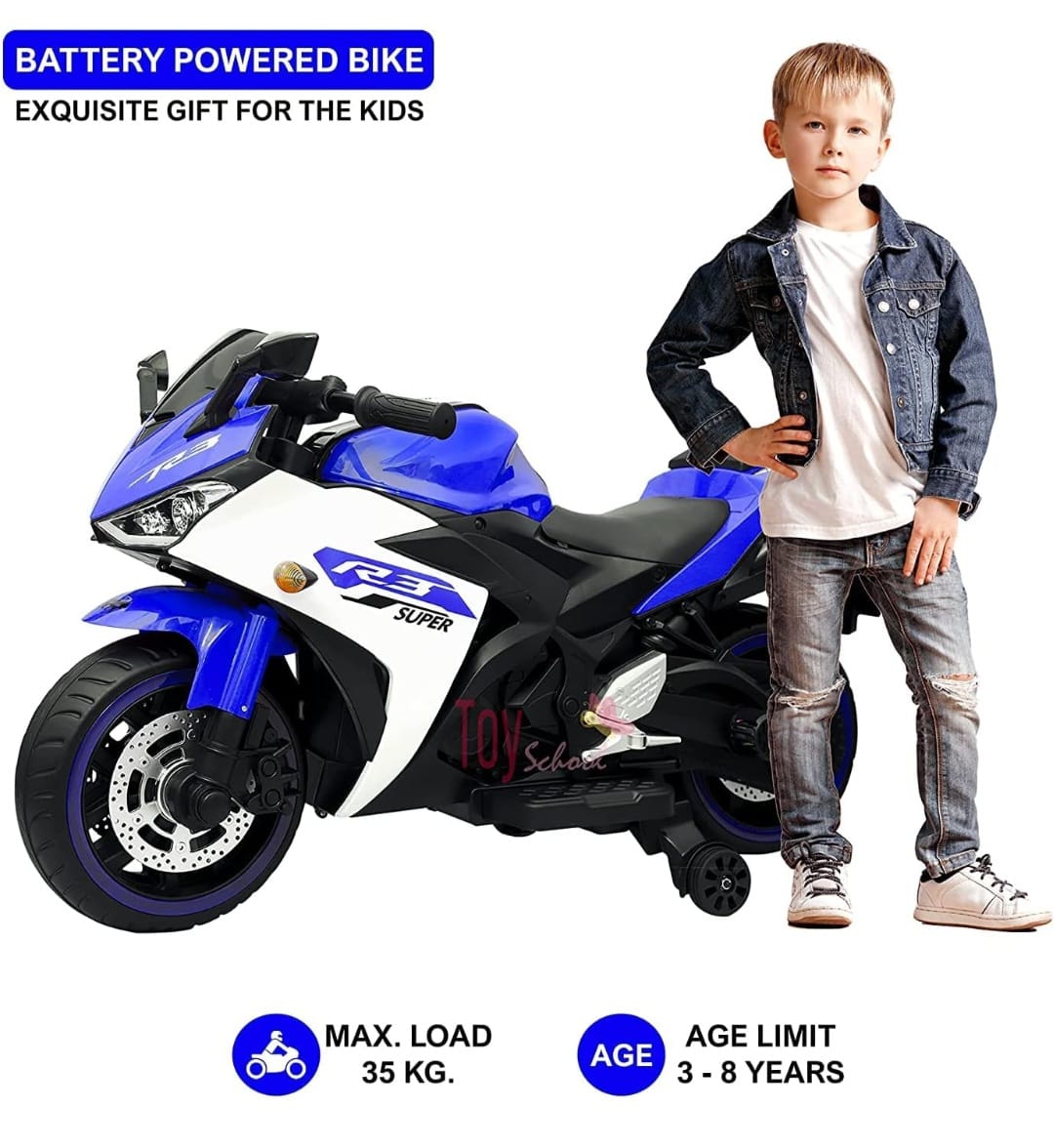 Maababy R3 Battery Operated Bike for Kids Ride on Toy Kids Bike with Bluetooth Music & Light Electric Battery Kids Bike, BLUE