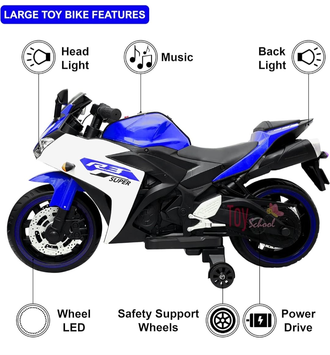 Maababy R3 Battery Operated Bike for Kids Ride on Toy Kids Bike with Bluetooth Music & Light Electric Battery Kids Bike, BLUE