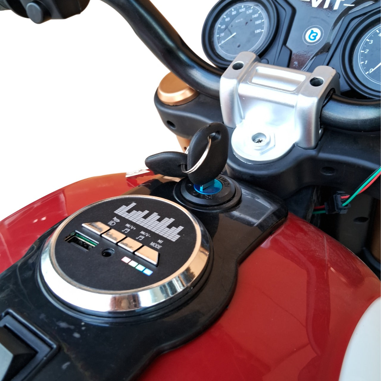 Maababay 09 Battery Operated Bike for Kids with Bluetooth Music & Light, Red Colors