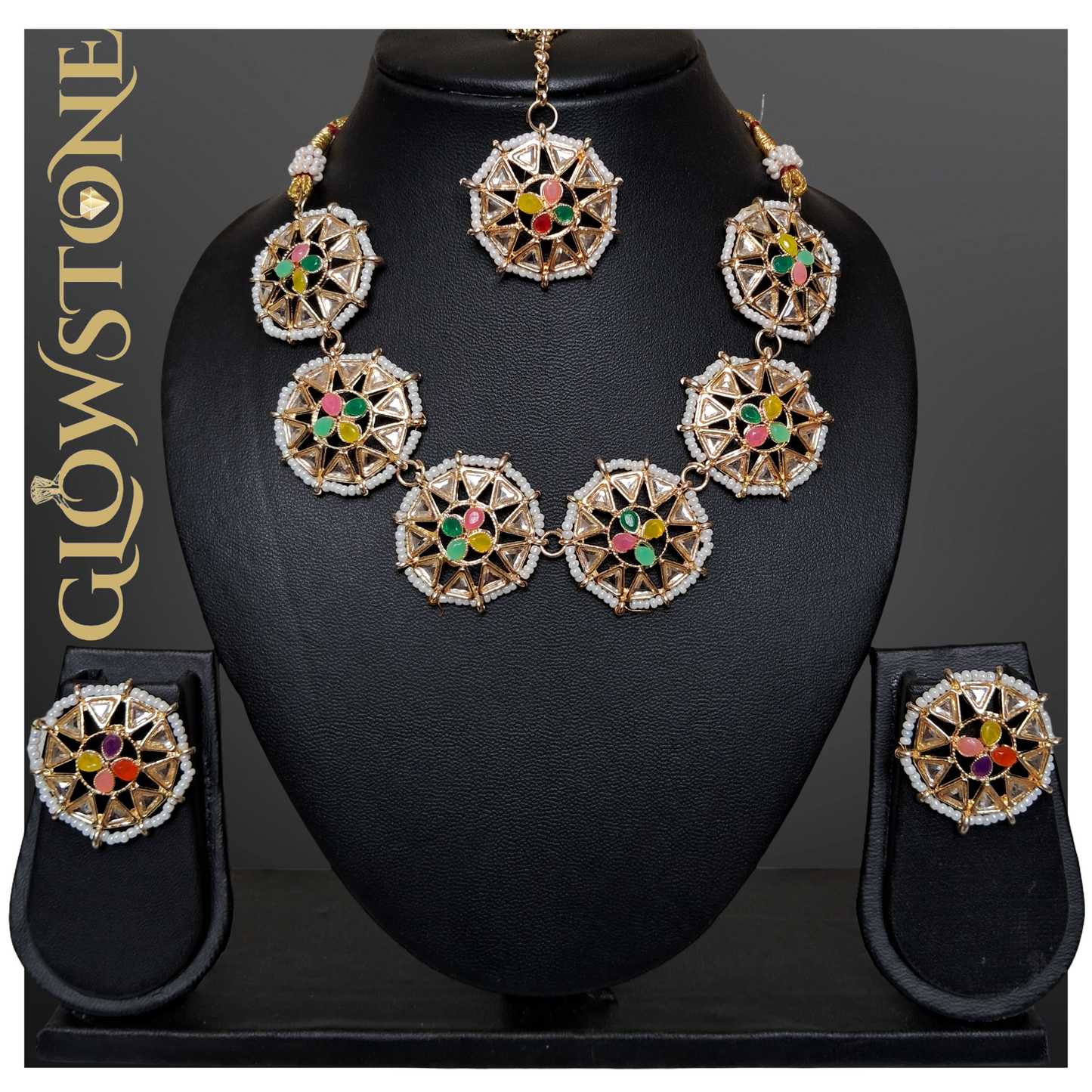 Glowstone Multicolor Designer Necklace Set for Traditional & Festive Wear