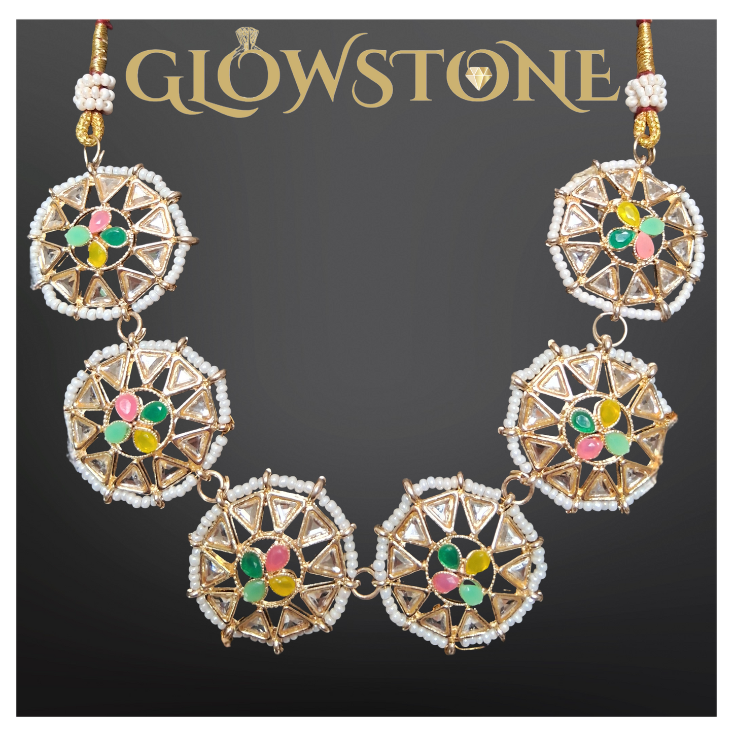 Glowstone Multicolor Designer Necklace Set for Traditional & Festive Wear