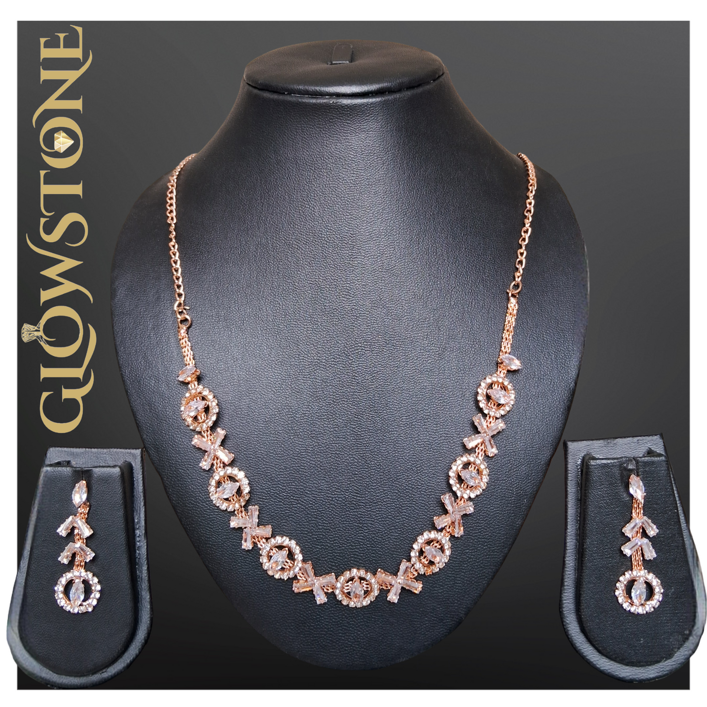 Glowstone XO Design Radiance Rose Gold Necklace Set