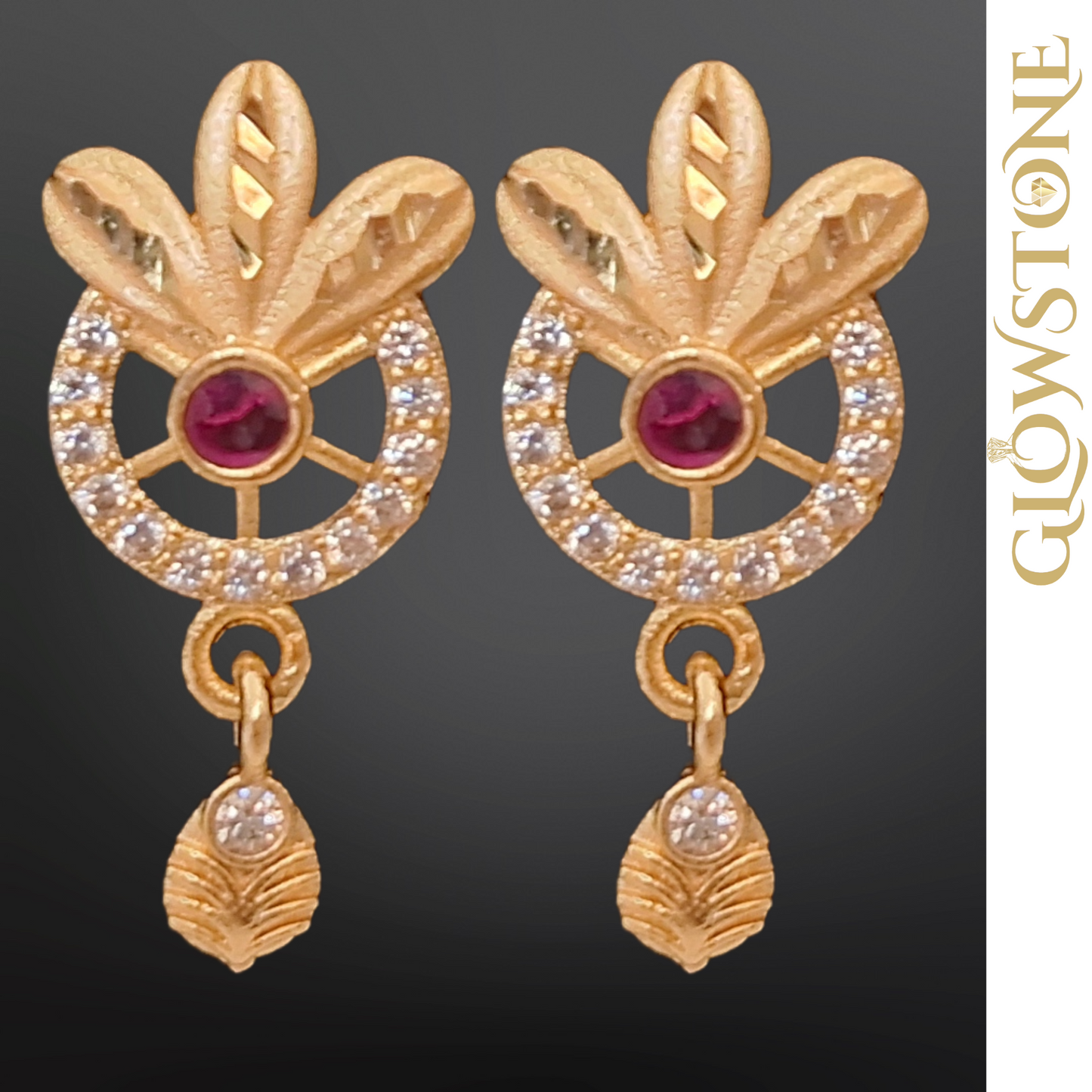Glowstone Modern Designer Necklace Set with 1% Gold Polish & Stone Detailing
