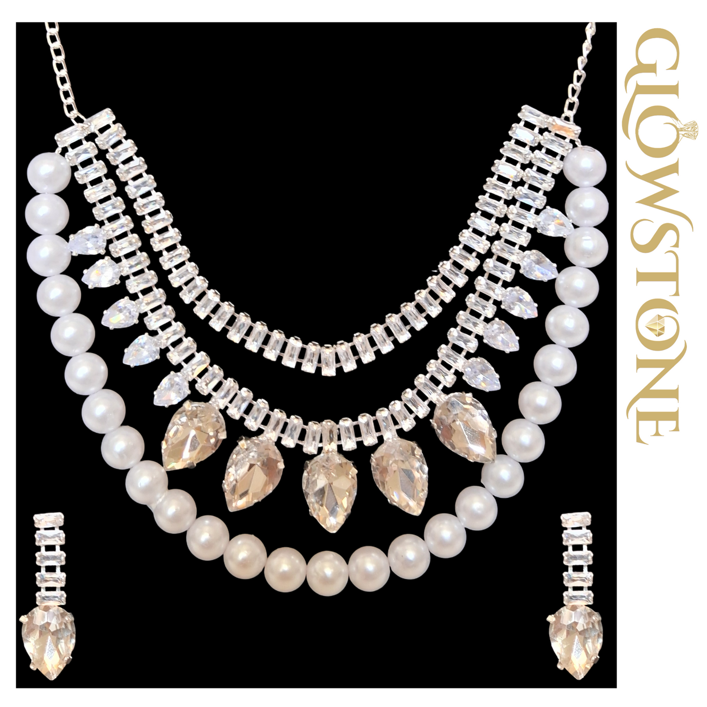 Glowstone Luxe Crystal & Pearl Premium Necklace Set