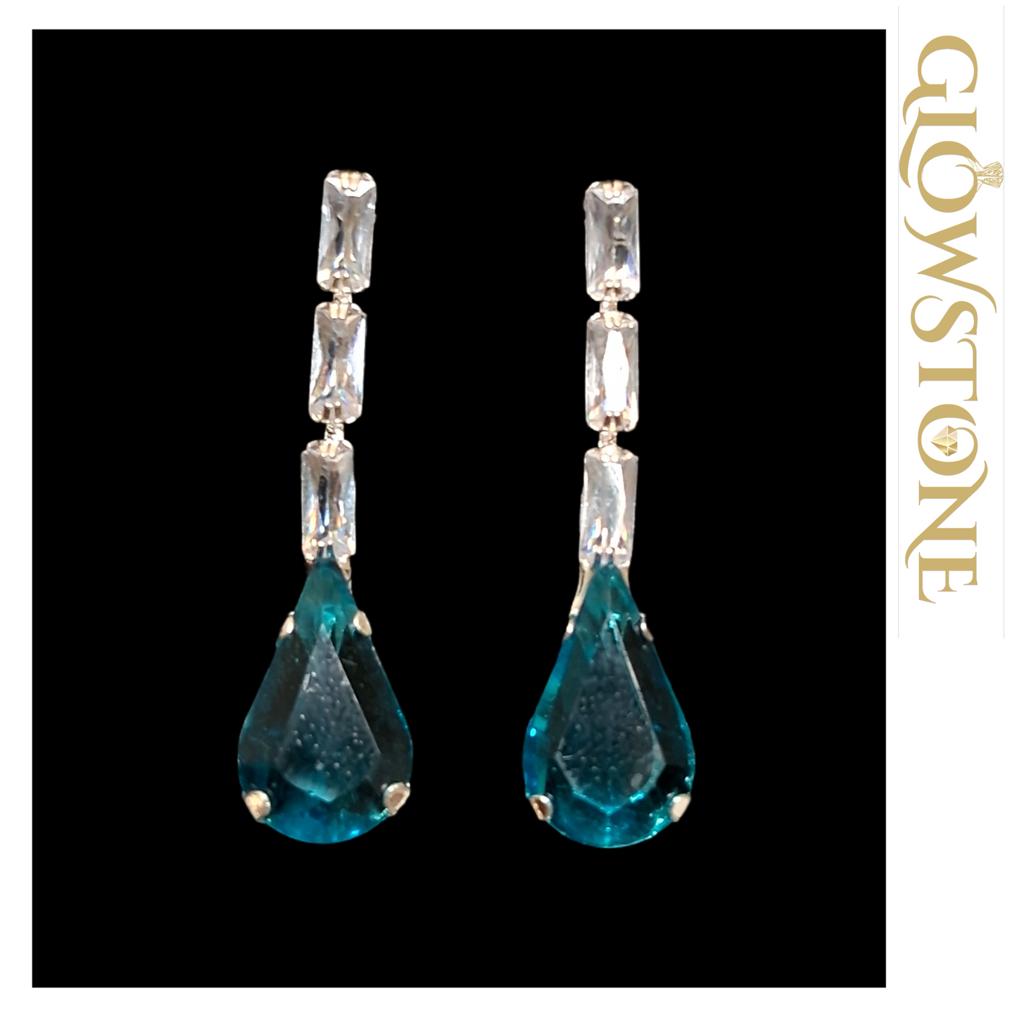 Glowstone Teal Elegance Crystal Blue Necklace Set