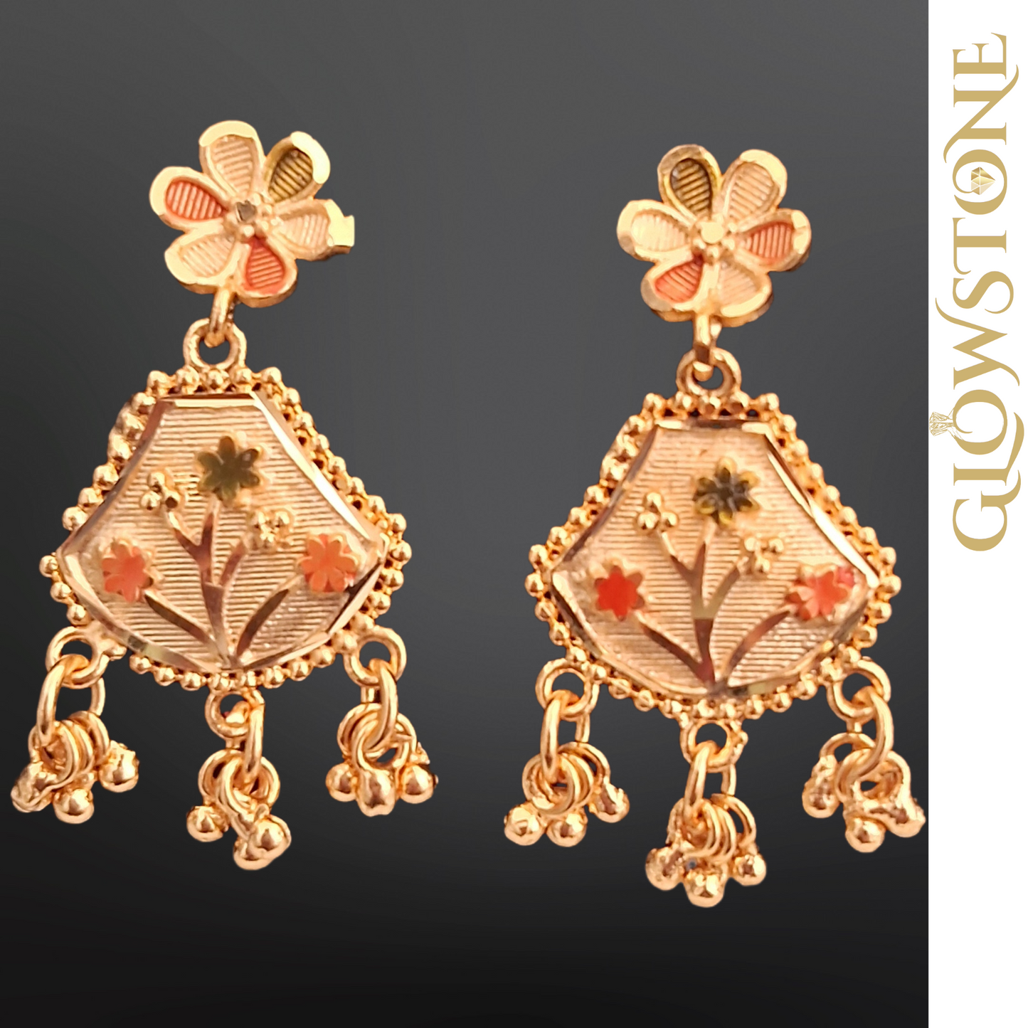 Glowstone Floral Harmony Antique Gold Necklace Set
