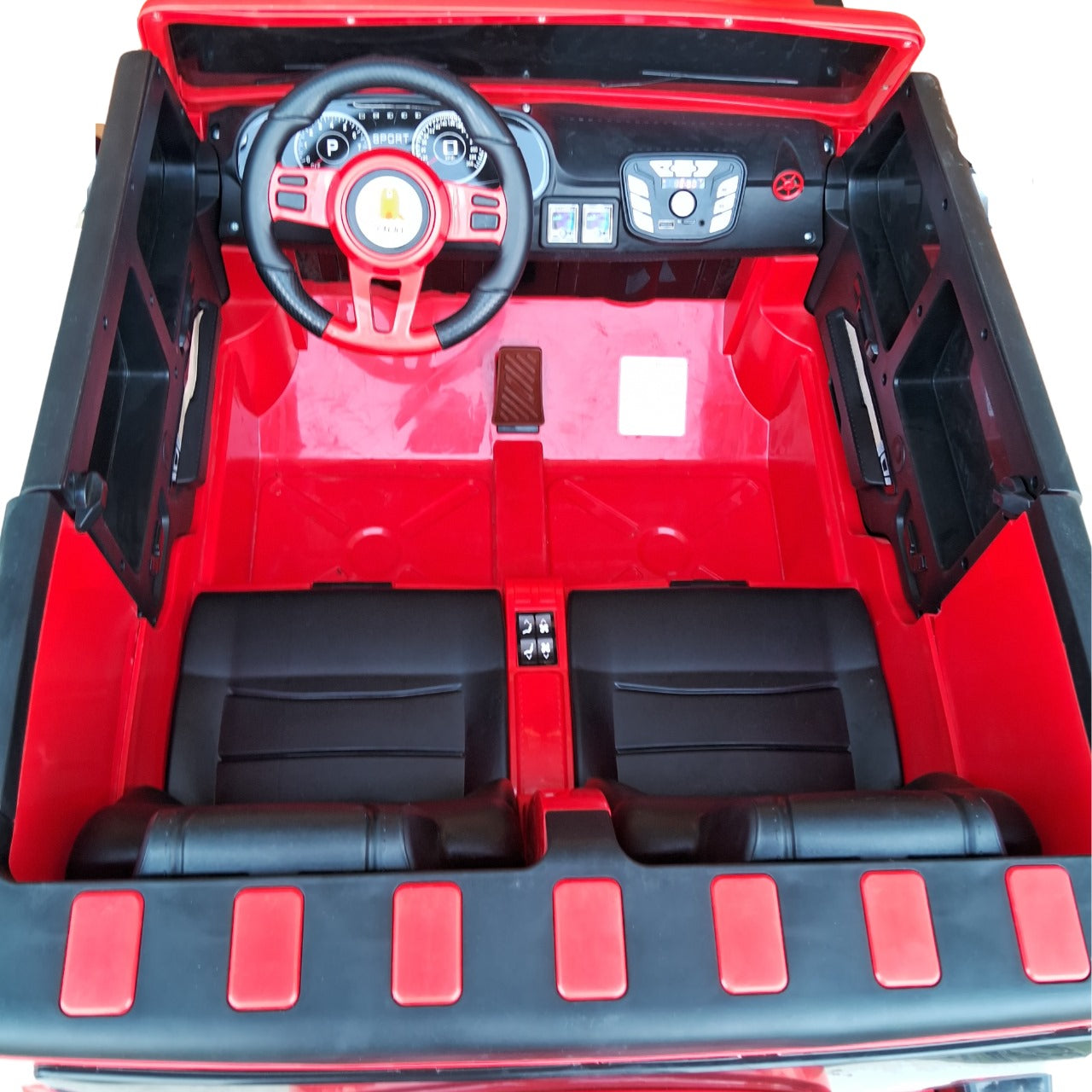 Maababy Battery Operated Jeep with Music & Light | Baby Big Battery Car | Rechargeable Electric Jeep Car for Kids to Drive 2 to 10 Years (RED)