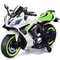 Maababy Battery Operated Ride on Bike for Kids, Electric Toy Bike with Leather Seat, Wheels Lights, Music and Key Start for Kids of Age 2 to 10 Years (White&Neon)