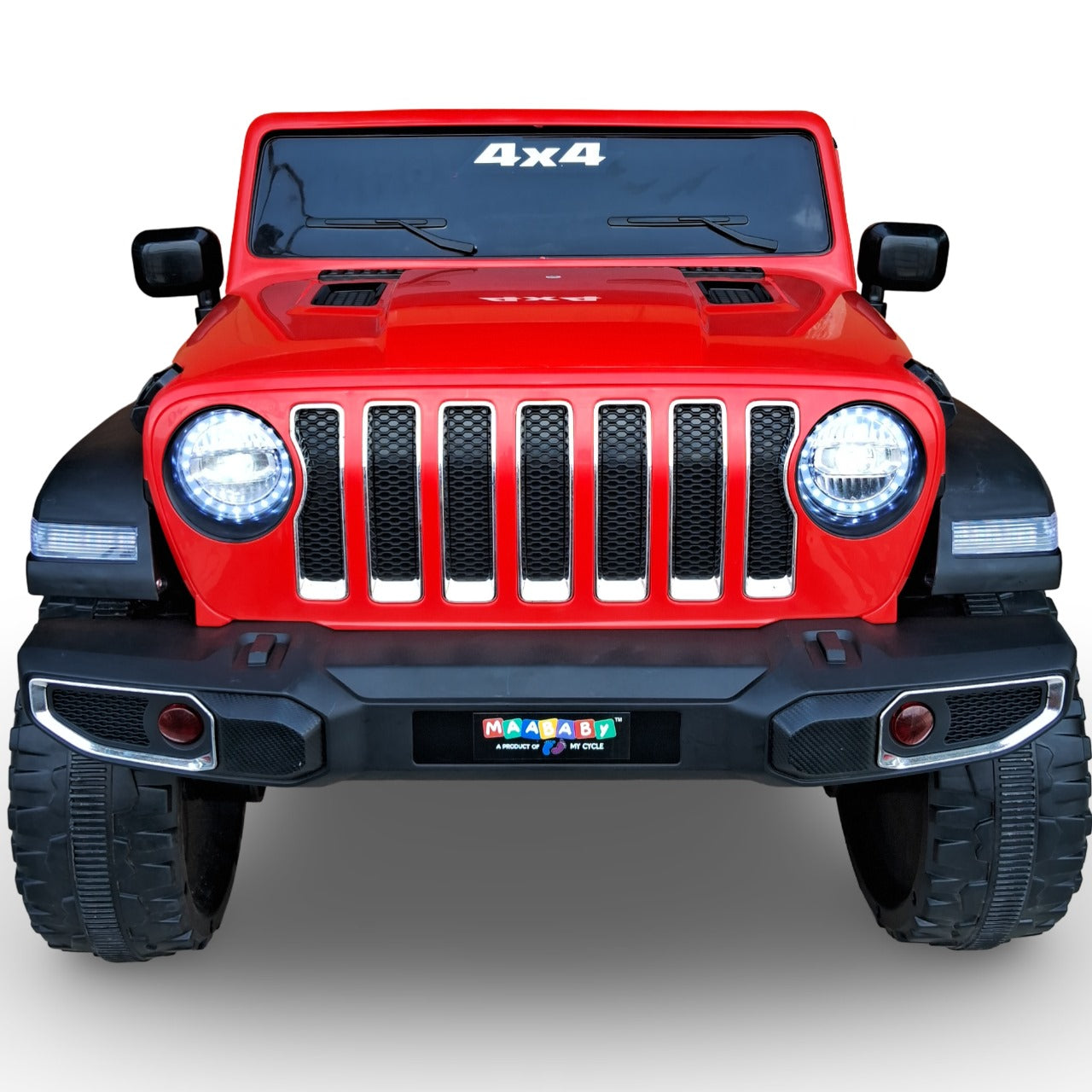 Maababy Battery Operated Jeep with Music & Light | Baby Big Battery Car | Rechargeable Electric Jeep Car for Kids to Drive 2 to 10 Years (RED)
