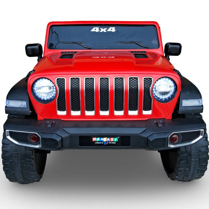 Maababy Battery Operated Jeep with Music & Light | Baby Big Battery Car | Rechargeable Electric Jeep Car for Kids to Drive 2 to 10 Years (RED)