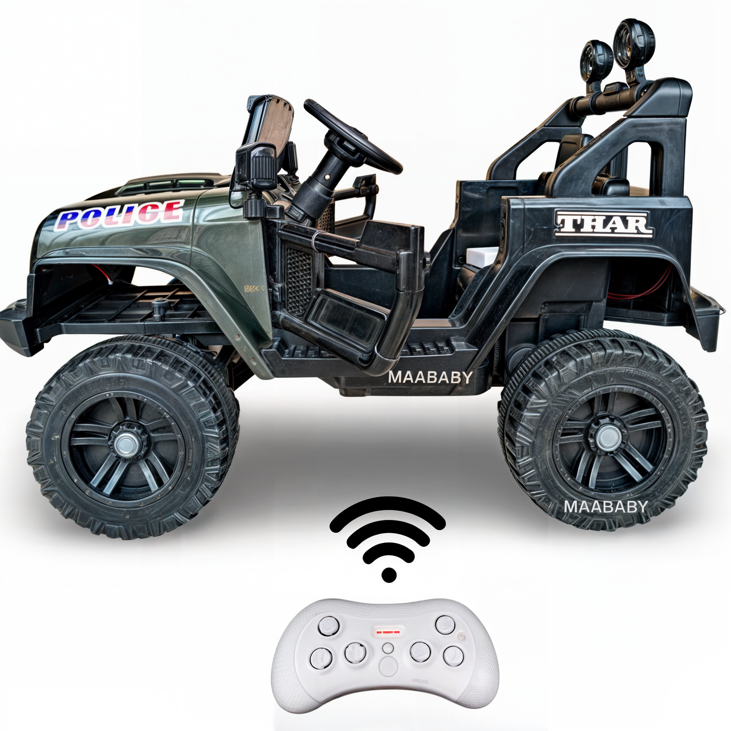 Kids Battery Operated Thar Model Electric Rideon Jeep 4x4 (BLACK)