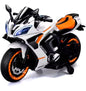 Maababy Battery Operated Ride on Bike for Kids, Electric Toy Bike with Leather Seat, Wheels Lights, Music and Key Start for Kids of Age 2 to 10 Years (White&Orange)