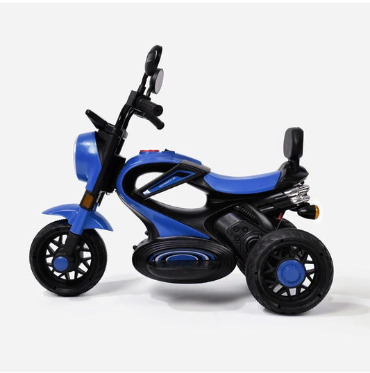 Maababy  Super Harley Kids' Battery-Operated Bike - Forward/Backward Control, Variable Speed Pedal, LED Lights, Music, USB/Aux Port - BIS Certified, Comfort Seat, Playtime - Ages 1-5 Years (BLUE)