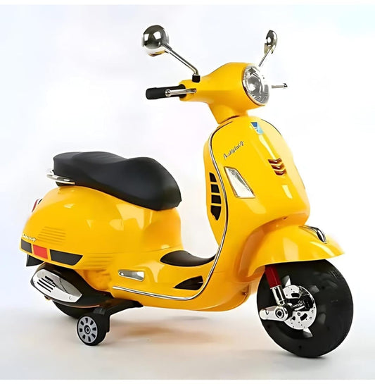 Maababy Vespa 12v Battery Opreted scooter, 1 to 8 Years Kids Scooty, yello