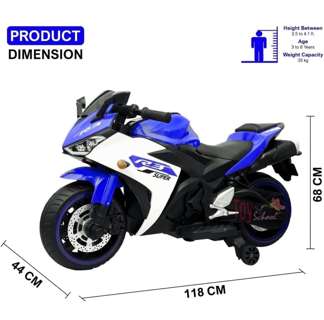 Maababy R3 Battery Operated Bike for Kids Ride on Toy Kids Bike with Bluetooth Music & Light Electric Battery Kids Bike, BLUE