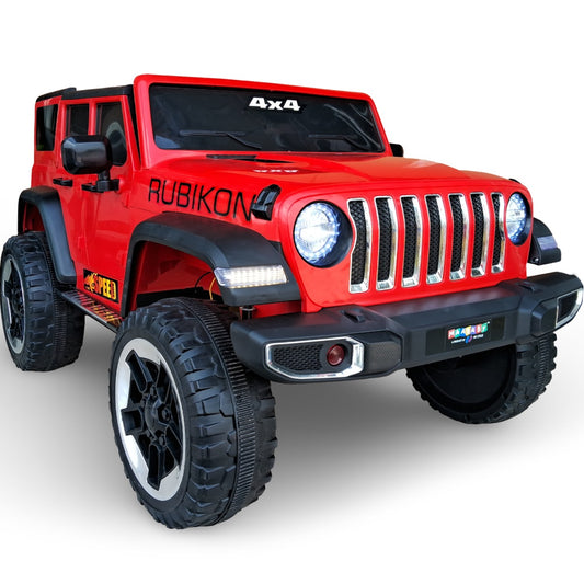 Maababy Battery Operated Jeep with Music & Light | Baby Big Battery Car | Rechargeable Electric Jeep Car for Kids to Drive 2 to 10 Years (RED)