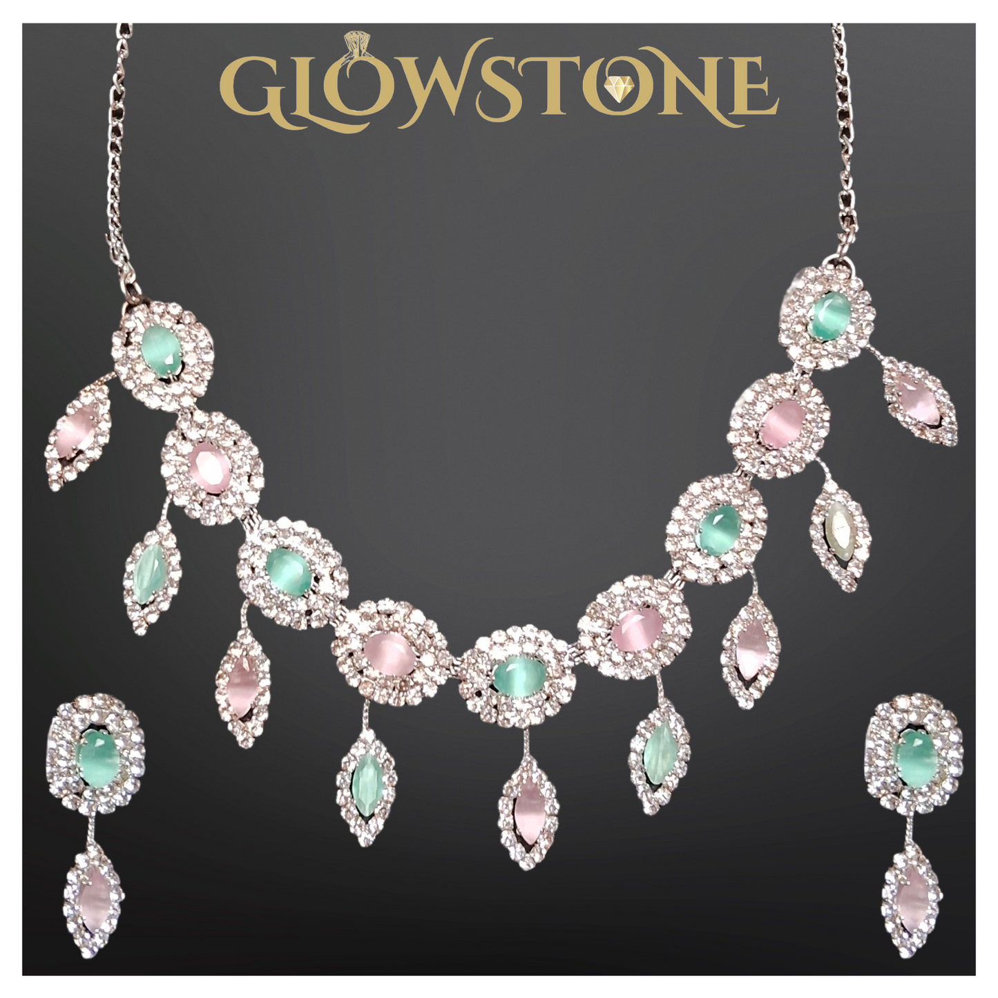 Glowstone Pastel Bloom Crystal Necklace Set