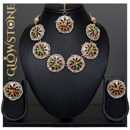 Glowstone Multicolor Designer Necklace Set for Traditional & Festive Wear