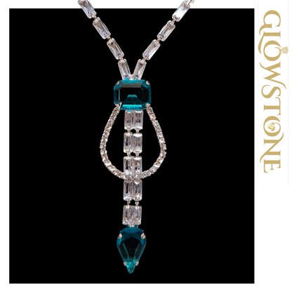Glowstone Teal Elegance Crystal Blue Necklace Set